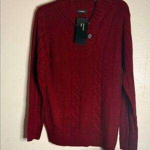 TRUE ROCK Men's V-Neck Sweater in Deep burgundy